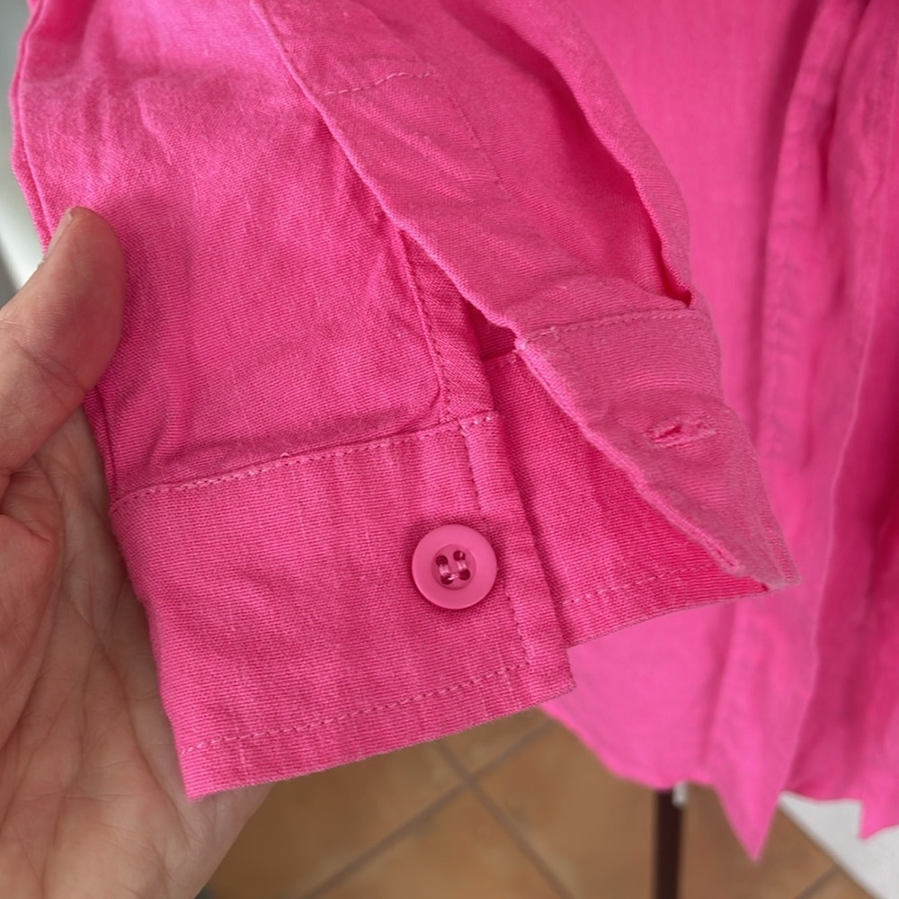 Monroe Linen Blend Wrap Shirt Dress‎ Pink Small - Picture 4 of 8